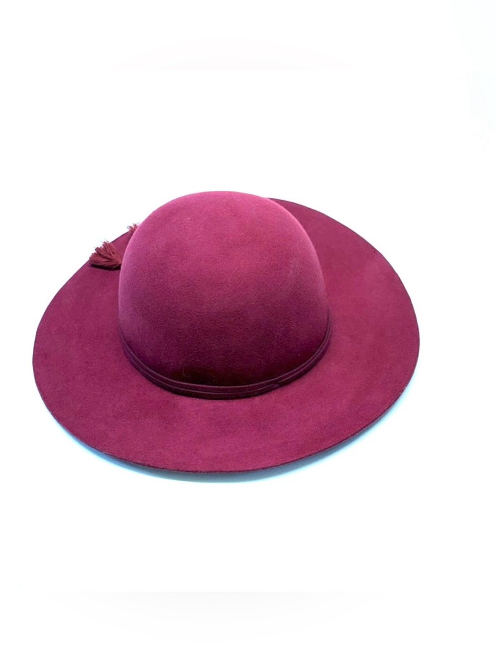 Millymook Burgundy 100% Wool Felt Wide Brim Floppy Hat Boho Vintage Style